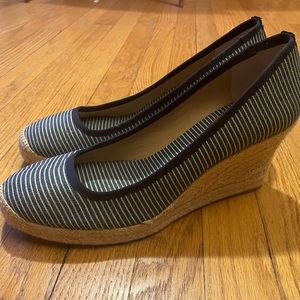 J.Crew Seville Espadrille Wedges Navy/white stripe Size 12 NWT